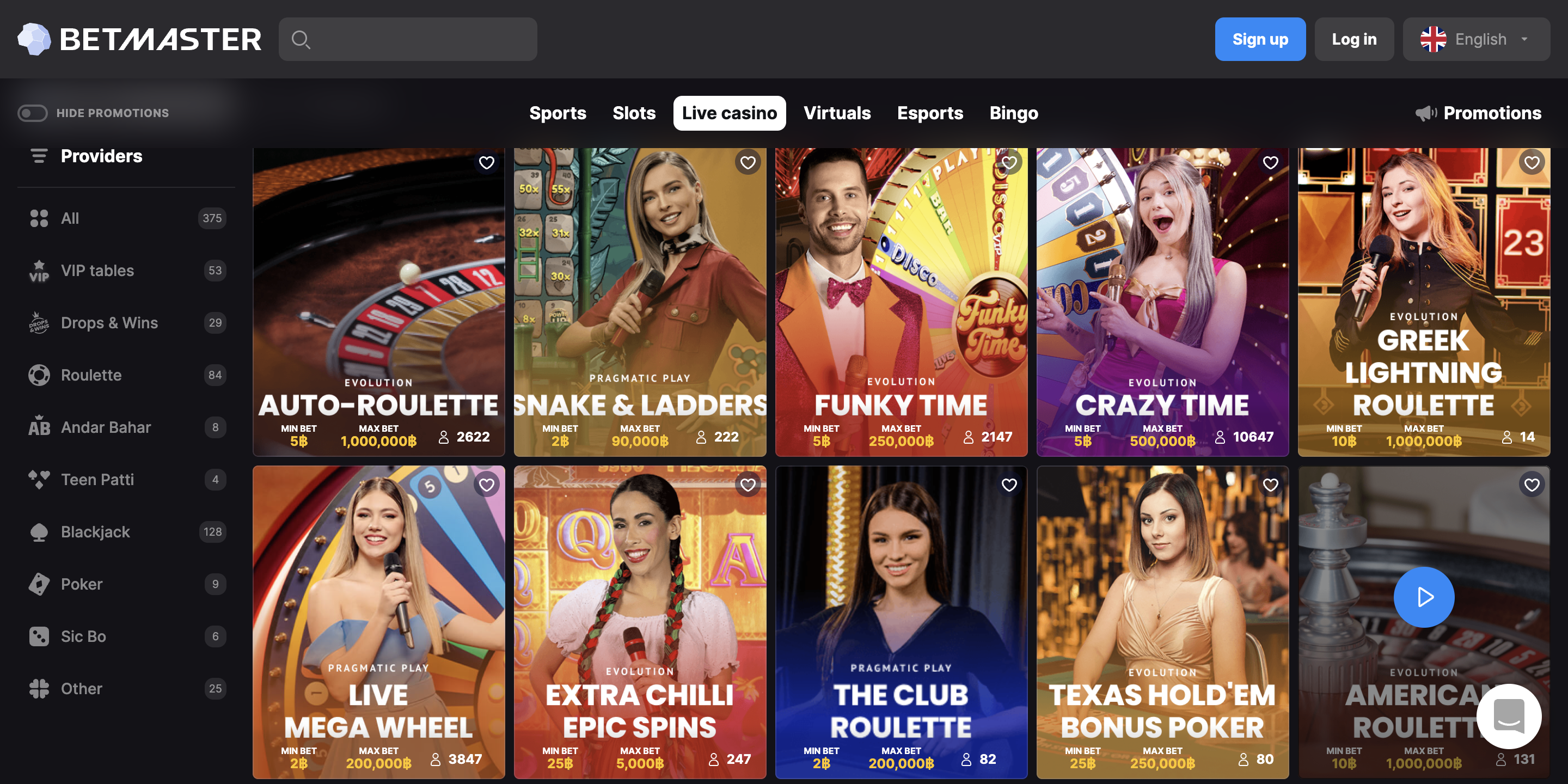 betmaster.asia casino:live-casino