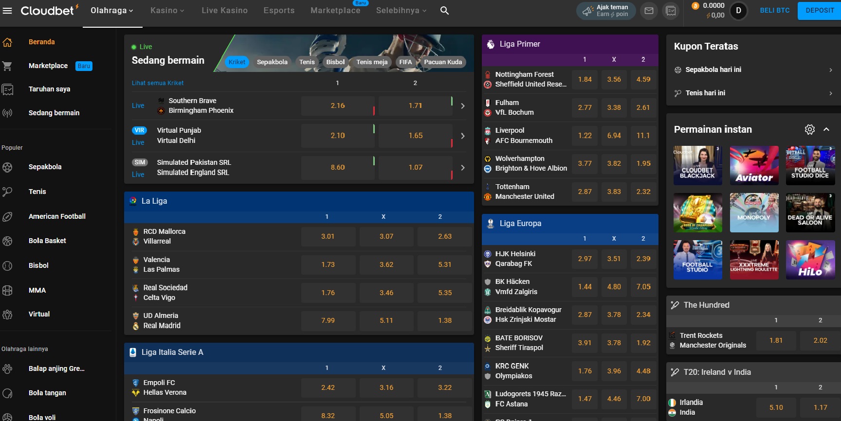 Ulasan Taruhan Olahraga Online di Cloudbet